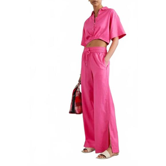 NEW FRAME cropped twist front top in flamingo pink - Picture 3 of 6